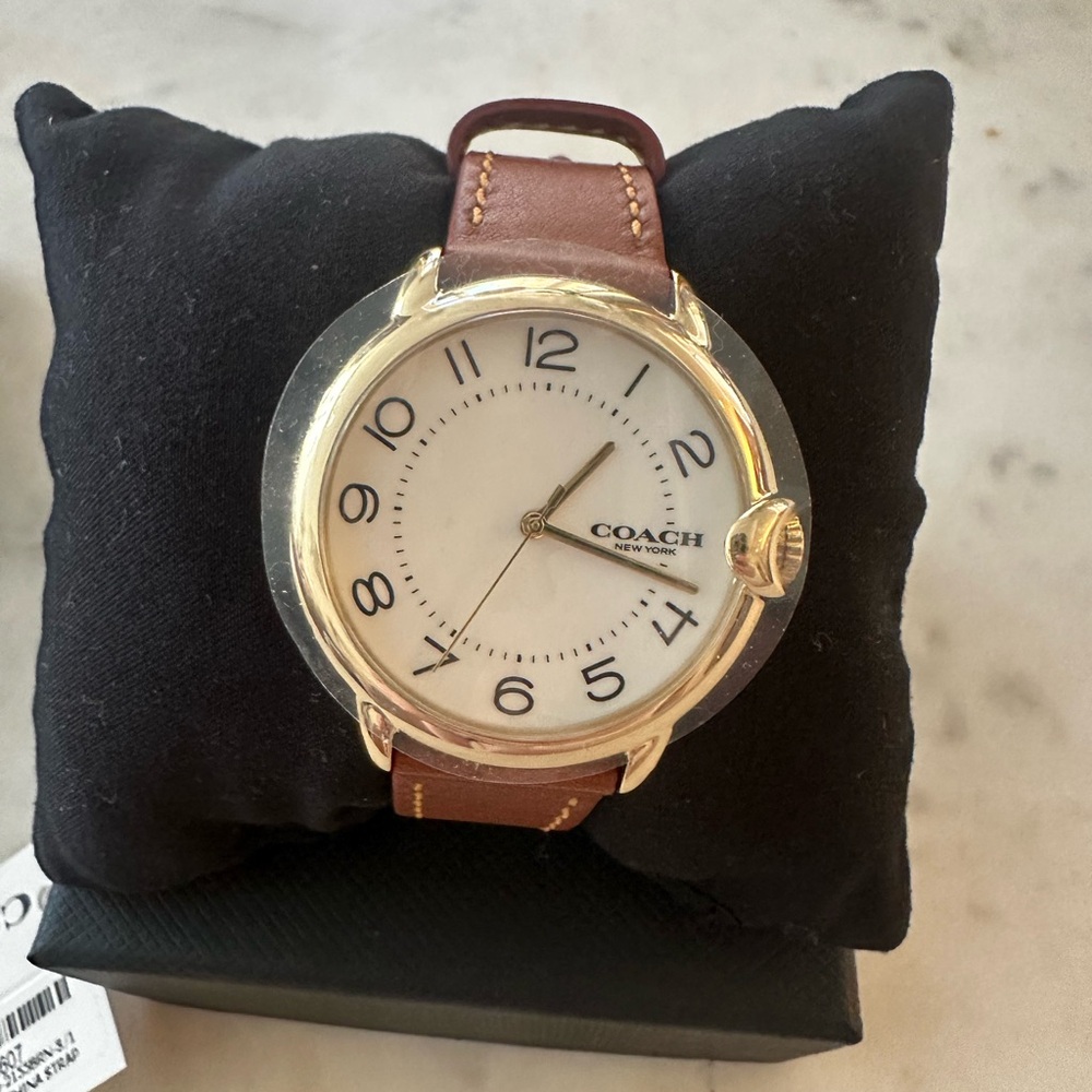NWT! Coach Arden 36mm Gold and Brown Leather Watch